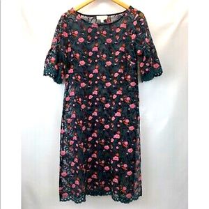 Anthropology Moulinette Soeurs black lace overlay dress NO SLIP